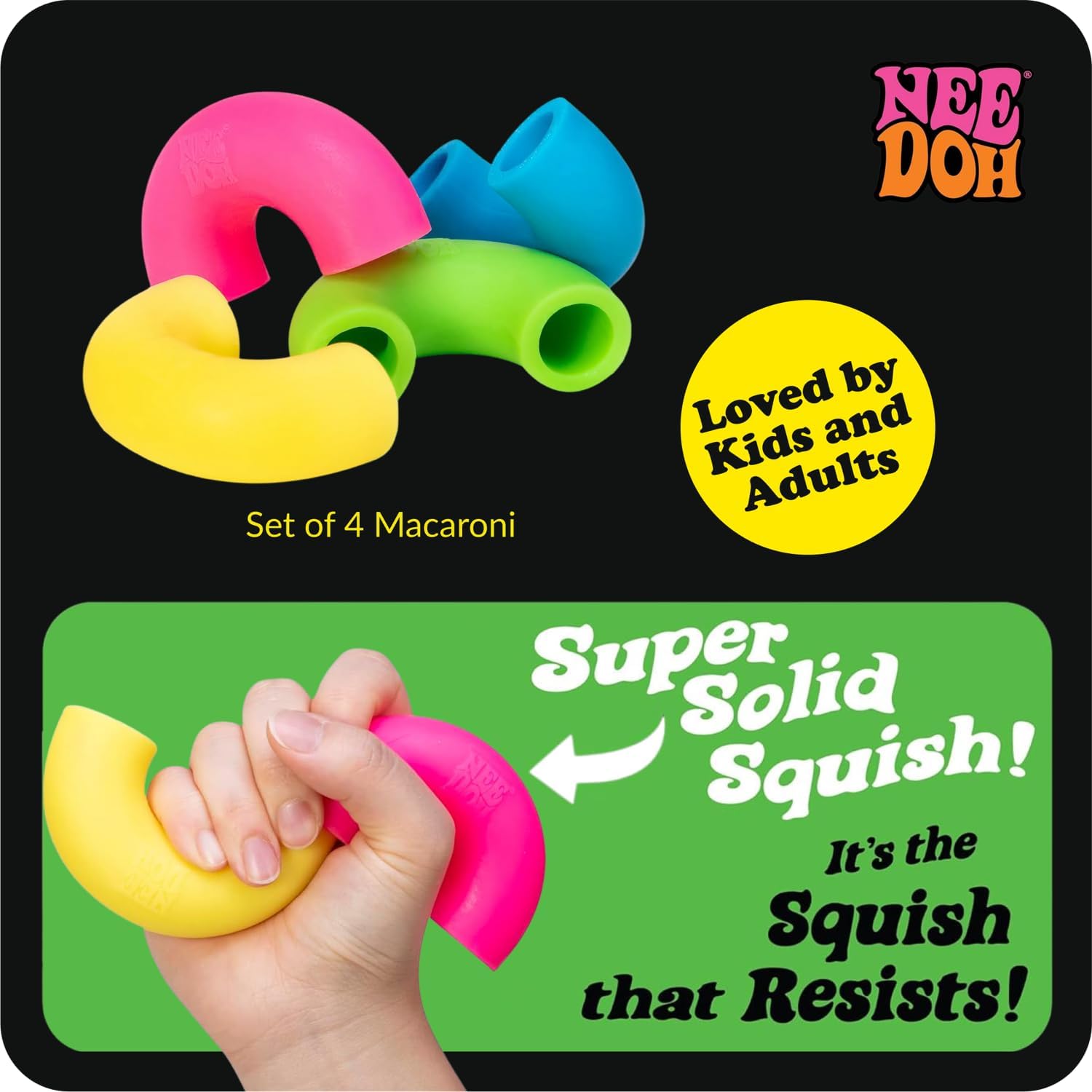 Schylling NeeDoh Mac ‘N- Squeeze - Sensory Squeeze Toy - Contains 4 Squishy Noodles - 3 Wide - Color May Vary (Pack of 1) - Image 3